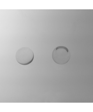Pomello in plexiglass trasparente sfera acrilica piena base piatta.