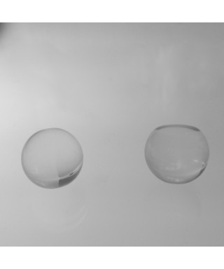 Pomello in plexiglass trasparente sfera acrilica piena base piatta.
