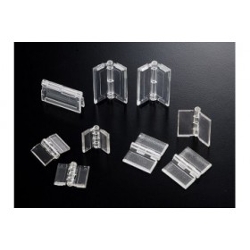 Cerniera in plexiglass trasparente piccola e di facile applicazione.