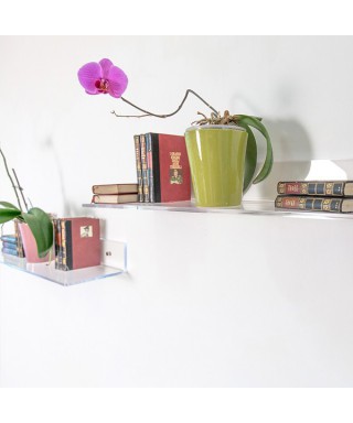 Mensola cm L 95 in plexiglass trasparente alto spessore per libri