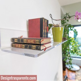 Mensola cm L 75 in plexiglass trasparente alto spessore per libri