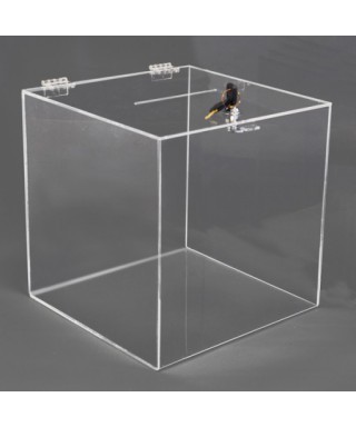 Contenitore box urna in plexiglass trasparente su misura