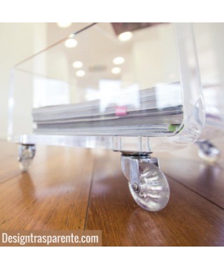 Tavolino portariviste cm 35 carrello in plexiglass trasparente.