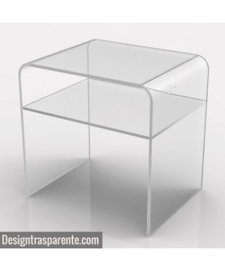 Acrylic side table W45 cm coffee table with transparent shelf.