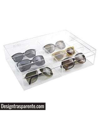 Caja de metacrilato transparente para gafas y joyas 33x20 cm.