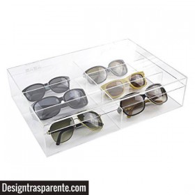 Caja de metacrilato transparente para gafas y joyas 33x20 cm.