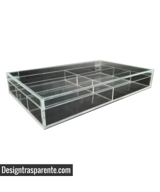 Caja de metacrilato transparente para gafas y joyas 33x20 cm.