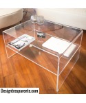 Mesita ancho 80cm mesa de centro con estante metacrilato transparente.