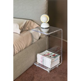 Tavolino L40H60 carrello servitore portariviste plexi trasparente.
