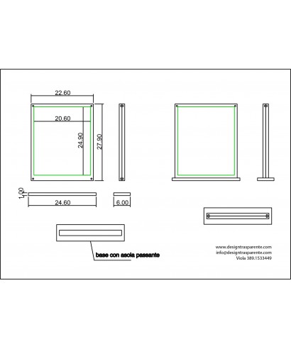Cornice da tavolo verticale in plexiglas