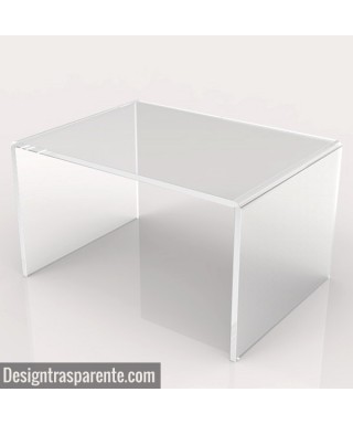 Tavolino a ponte cm 100x100 tavolo da salotto in plexiglass trasparente