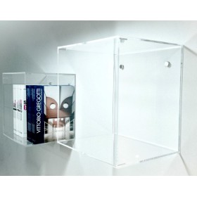 Mensola Cubo cm 25 in plexiglass trasparente espositore da parete.