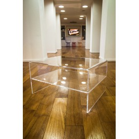 Acrylic side table W40 cm coffee table with transparent shelf.