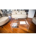 Acrylic side table W40 cm coffee table with transparent shelf.