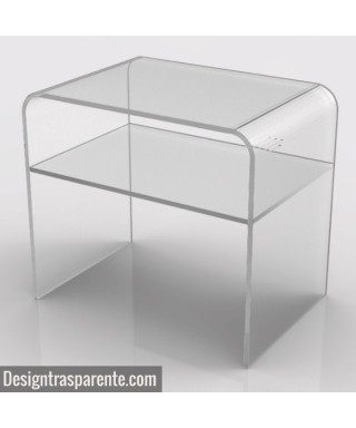 Tavolino con ripiano L55 in plexiglass trasparente tavolo da salotto.