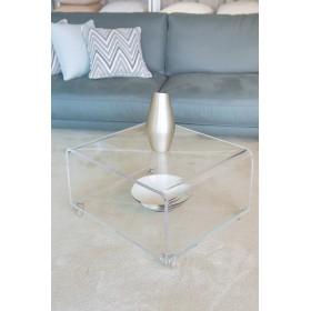 Mesa de centro 30 cm revistero de metacrilato transparente con ruedas.