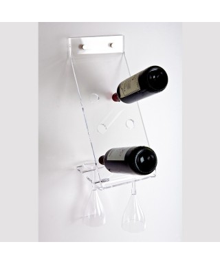 Botellero y portavasos de pared en metacrilato transparente