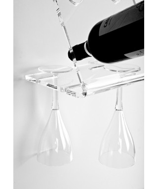 Botellero y portavasos de pared en metacrilato transparente