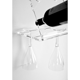 Acrylic wall-mount bottle rack and glass holder transparent lucite