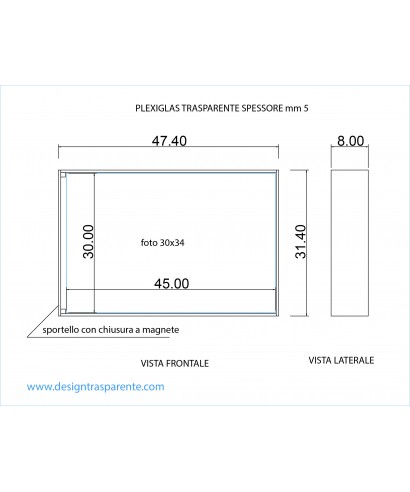 Contenitore su misura per album matrimoni in plexiglass trasparente.