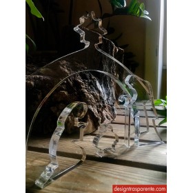 Presepe moderno e stilizzato con blocchetti di plexiglass trasparente