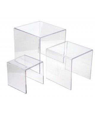 Set tavoli 70x25h50 e 65x25h40  impilabili in plexiglass trasparente