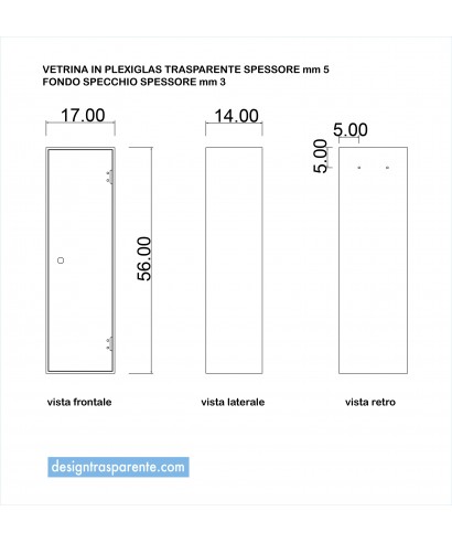 Cubo Vetrina con sportello - Su Misura in Plexiglass trasparente e specchio