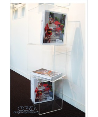 Cubo da terra cm 35 box espositore vetrina in plexiglass trasparente.