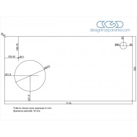 Lastra in plexiglass trasparente taglio laser e fori come da disegno