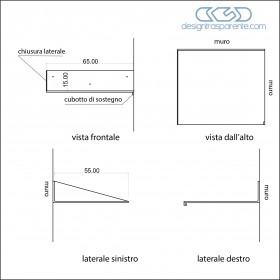 Mensola SU MISURA 65x55 in plexiglass trasparente