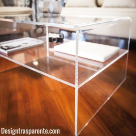 Acrylic side table W95 cm coffee table with transparent shelf.