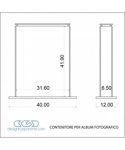 Contenitore per album matrimoni 31x6h41 in plexiglass trasparente
