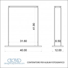 Contenitore per album matrimoni 31x6h41 in plexiglass trasparente