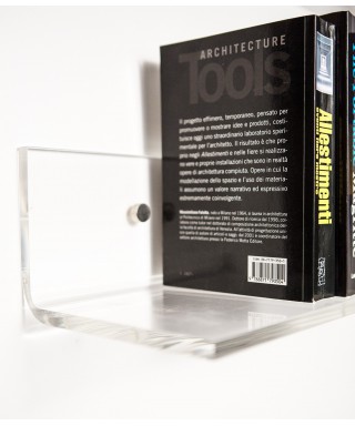 Mensola cm L 25 in plexiglass trasparente alto spessore per libri