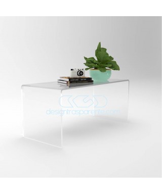 Tavolino a ponte cm 80x80 tavolo da salotto in plexiglass trasparente