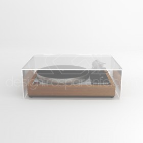 Turntable cover box W40 D40 H15 transparent or smoked acrylic.