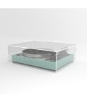 Coperchio per giradischi L55 P45 H25 in plexiglass trasparente o fumé.