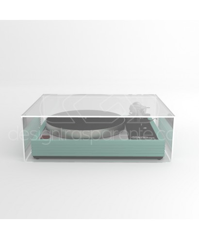 Coperchio per giradischi L55 P45 H25 in plexiglass trasparente o fumé.
