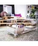 75x50 Acrylic clear rolling TV stand with holder objects.