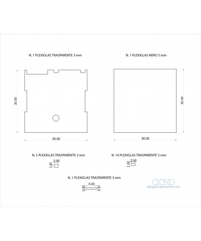 sagome in plexiglass trasparente e nero taglio laser su misura