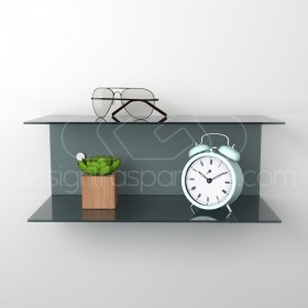 Mesilla flotante 45x15 estante doble balda en metacrilato.