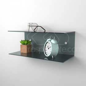 Mesilla flotante 45x15 estante doble balda en metacrilato.