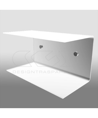 Floating bedside table 45x15cm double acrylic shelf C-shaped model.