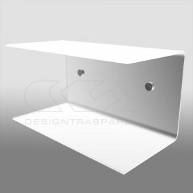 Floating bedside table 45x15cm double acrylic shelf C-shaped model.