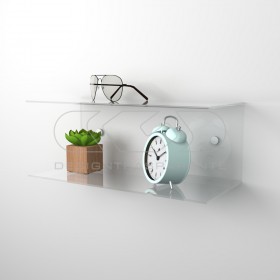 Floating bedside table 30x15cm double acrylic shelf C-shaped model.