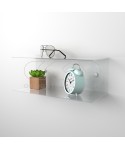 Floating bedside table 30x15cm double acrylic shelf C-shaped model.