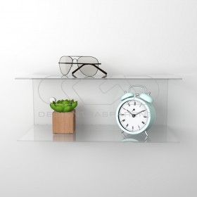 Floating bedside table 70x20cm double acrylic shelf C-shaped model.