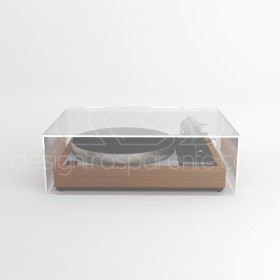 Coperchio per giradischi L45 P40 H15 in plexiglass trasparente o fumé.