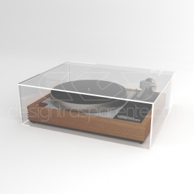Coperchio per giradischi L30 P35 H15 in plexiglass trasparente o fumé.