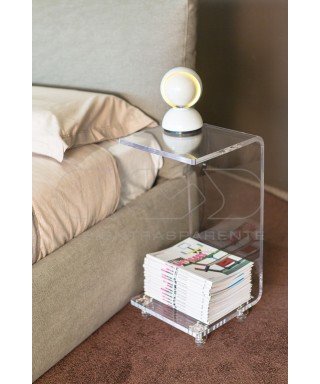 W30H60 bedside table or serving trolley with magazine rack